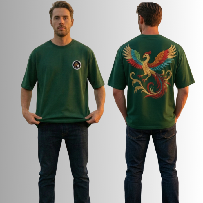 Phoenix Bird Oversized T-Shirt (Green Colour)