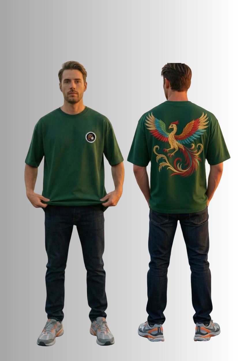 Phoenix Bird Oversized T-Shirt (Green Colour)
