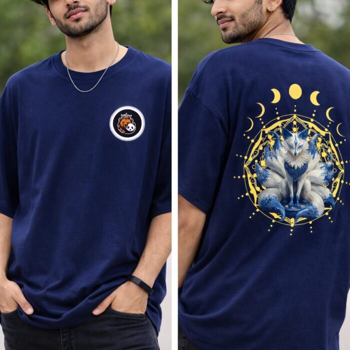 Mystic Fox Oversized T-Shirt (Navy Blue Colour)